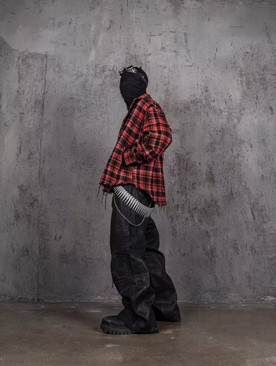 UNDERWATER Black Waxed Biker Wide Leg Bootcut Jeans | Face 3 Face