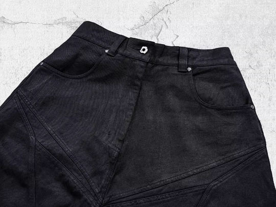 UNDERWATER Black Waxed Biker Wide Leg Bootcut Jeans | Face 3 Face