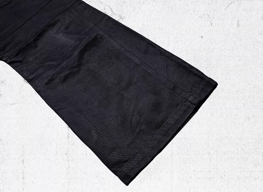 UNDERWATER Black Waxed Biker Wide Leg Bootcut Jeans | Face 3 Face