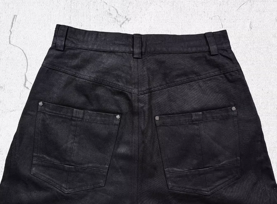 UNDERWATER Black Waxed Biker Wide Leg Bootcut Jeans | Face 3 Face