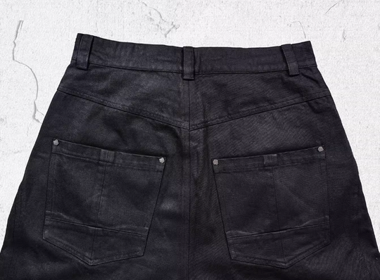 UNDERWATER Black Waxed Biker Wide Leg Bootcut Jeans | Face 3 Face