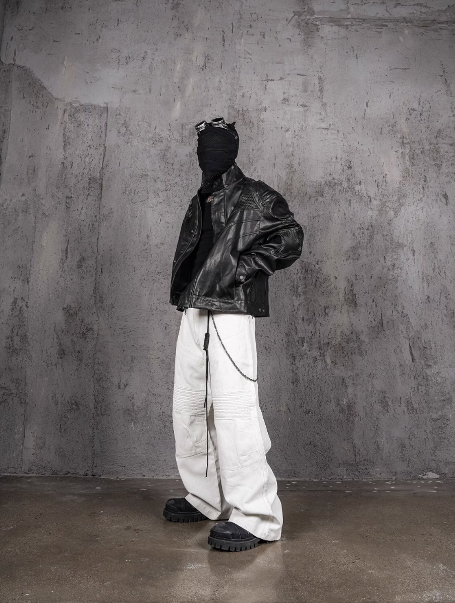 UNDERWATER White Waxed Biker Wide Leg Bootcut Jeans | Face 3 Face