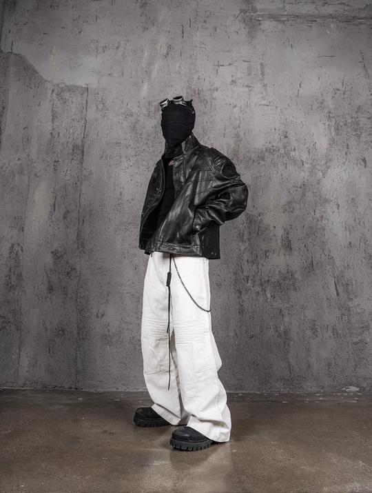 UNDERWATER White Waxed Biker Wide Leg Bootcut Jeans | Face 3 Face