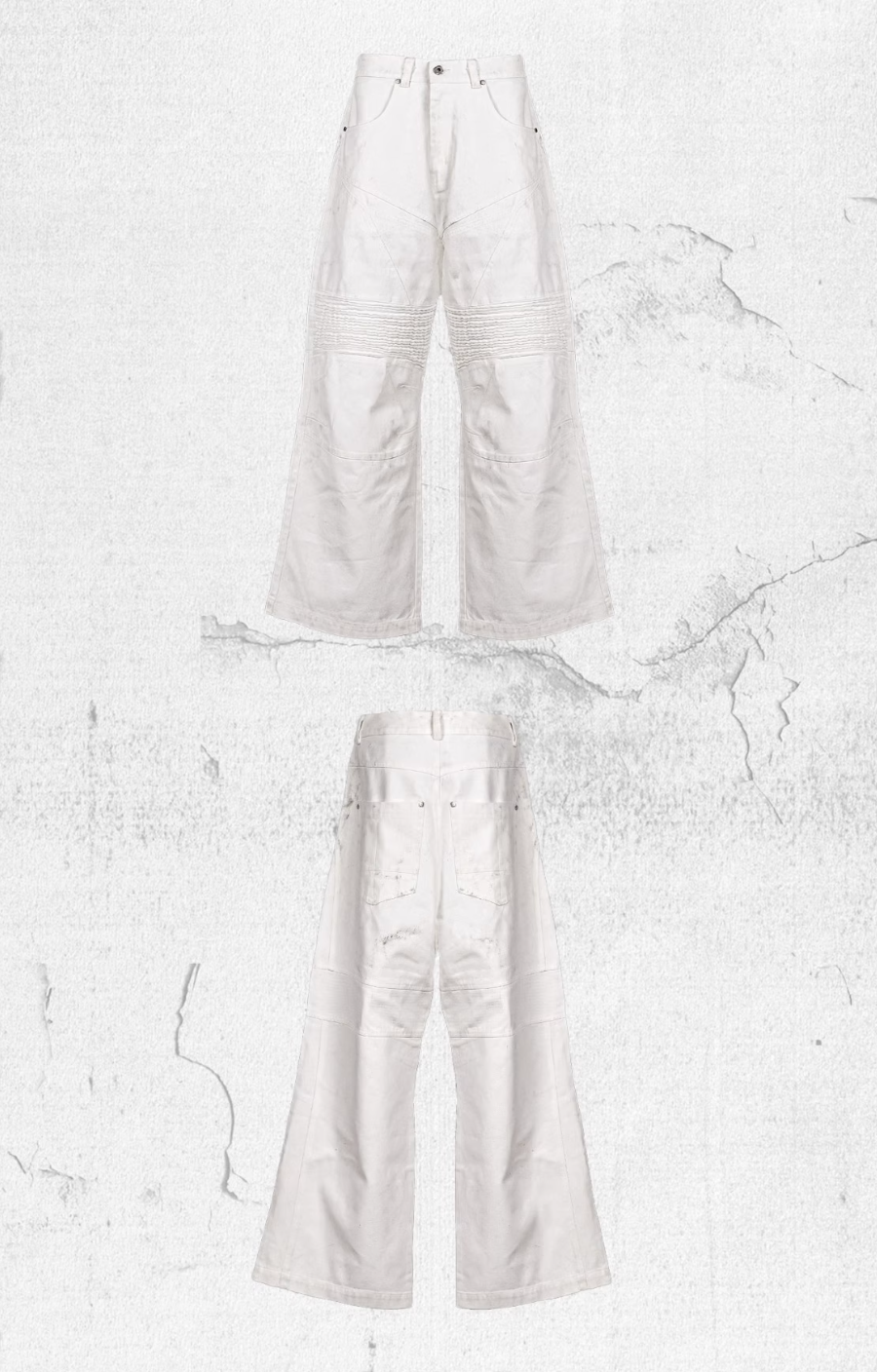 UNDERWATER White Waxed Biker Wide Leg Bootcut Jeans | Face 3 Face
