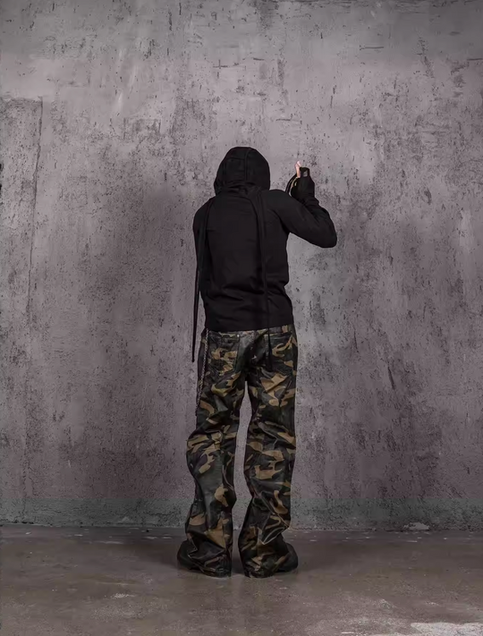 UNDERWATER Deconstructed Waxed Camouflage Bootcut Jeans | Face 3 Face