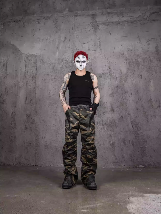 UNDERWATER Deconstructed Waxed Camouflage Bootcut Jeans | Face 3 Face