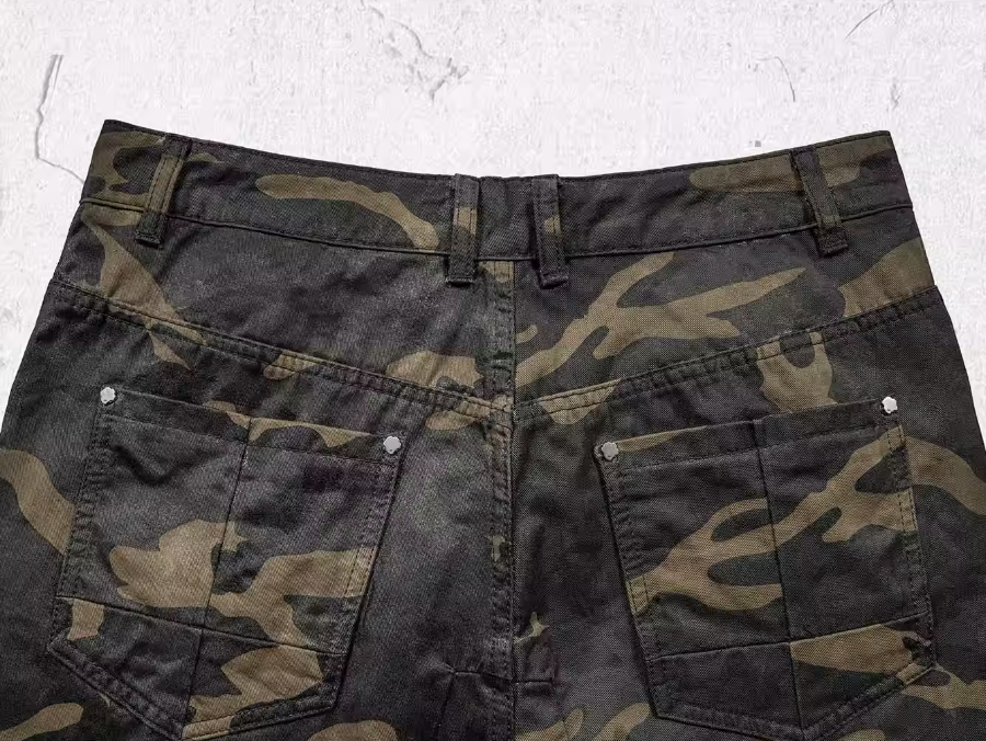 UNDERWATER Deconstructed Waxed Camouflage Bootcut Jeans | Face 3 Face