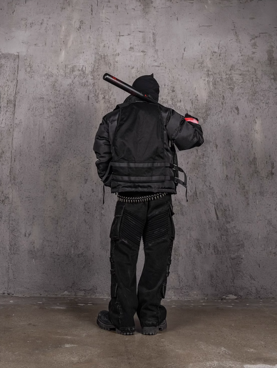 UNDERWATER Aged Deconstructed Multi Pocket Flared Cargo Jeans | Face 3 Face