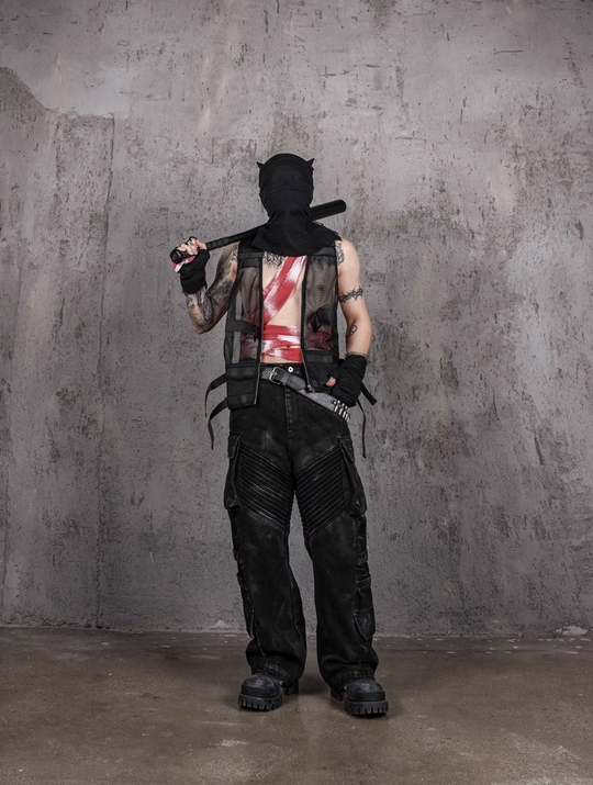 UNDERWATER Aged Deconstructed Multi Pocket Flared Cargo Jeans | Face 3 Face