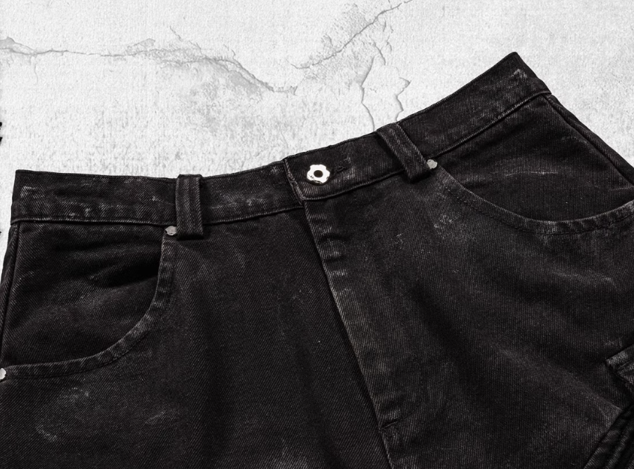 UNDERWATER Aged Deconstructed Multi Pocket Flared Cargo Jeans | Face 3 Face
