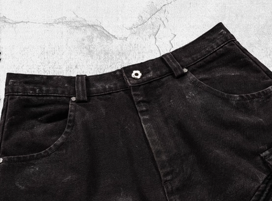 UNDERWATER Aged Deconstructed Multi Pocket Flared Cargo Jeans | Face 3 Face
