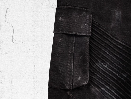 UNDERWATER Aged Deconstructed Multi Pocket Flared Cargo Jeans | Face 3 Face