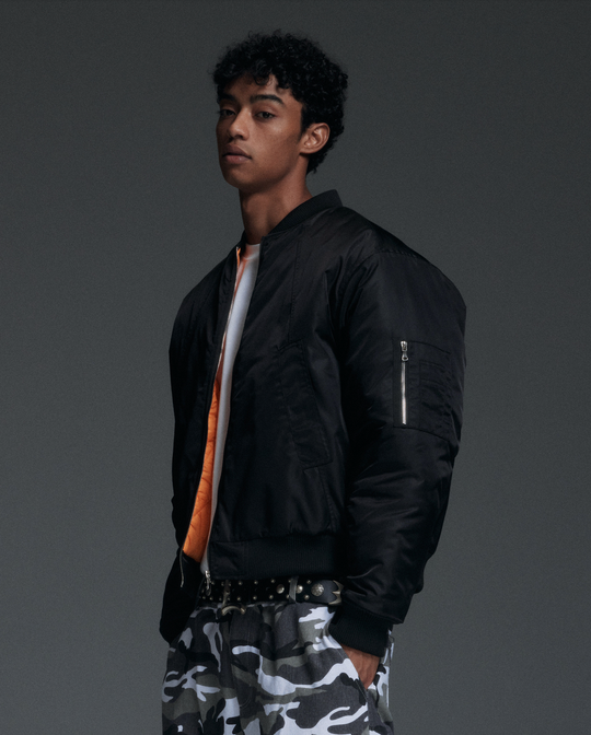 NOVACAM Black Short MA-1 Bomber Jacket | Face 3 Face