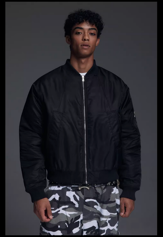 NOVACAM Black Short MA-1 Bomber Jacket | Face 3 Face