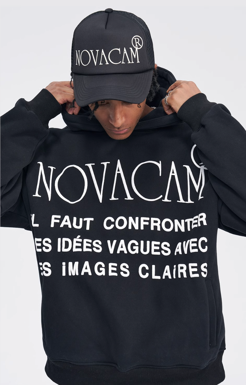 NOVACAM Slogan Puff Print Logo Hoodie | Face 3 Face