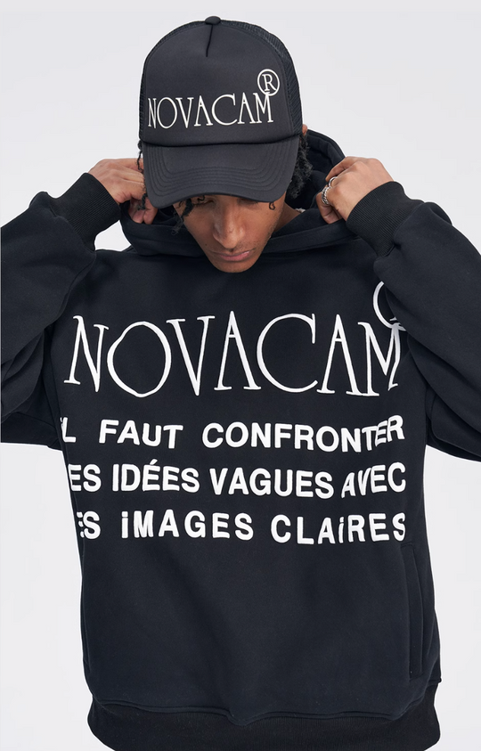 NOVACAM Slogan Puff Print Logo Hoodie | Face 3 Face