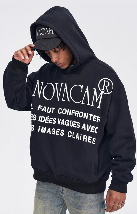 NOVACAM Slogan Puff Print Logo Hoodie | Face 3 Face