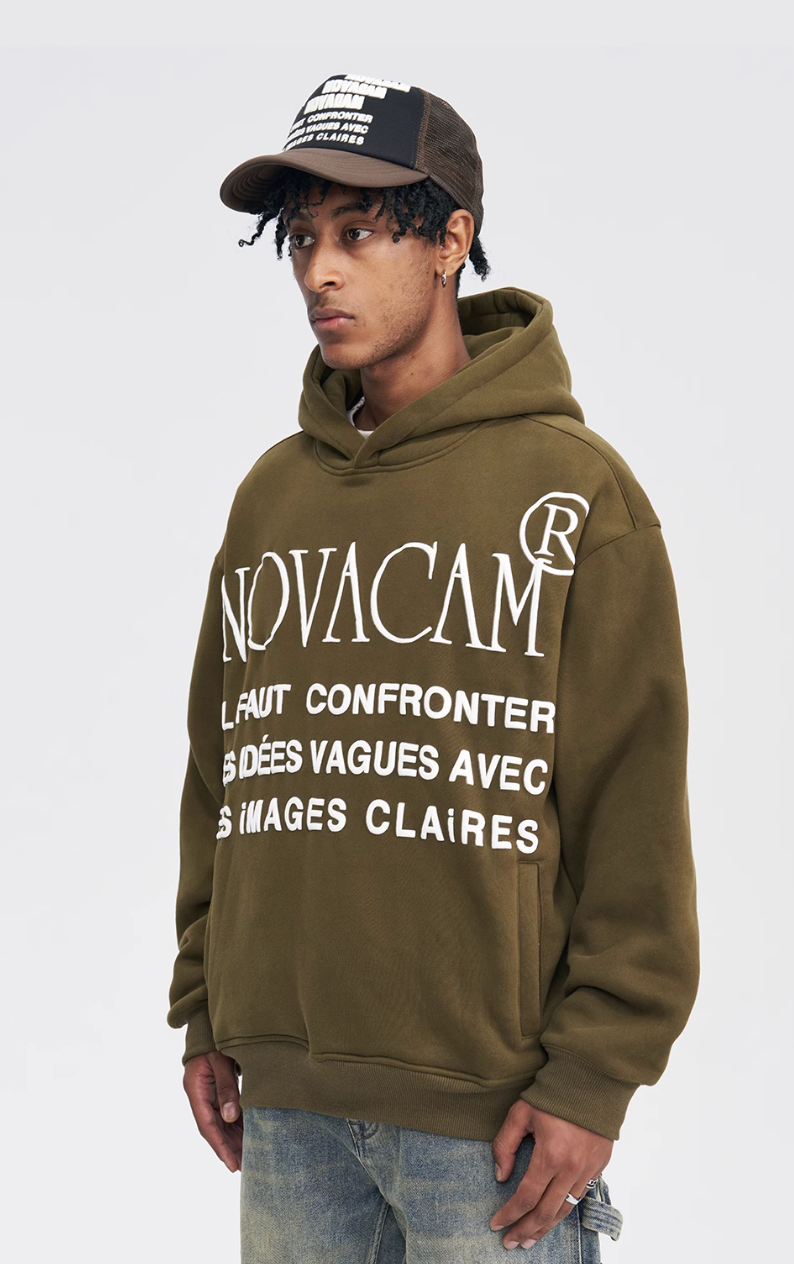 NOVACAM Slogan Puff Print Logo Hoodie | Face 3 Face