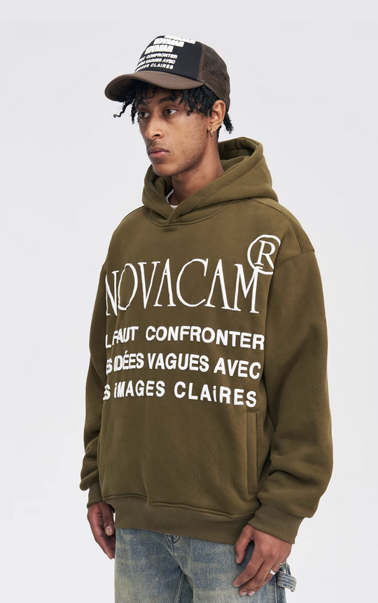 NOVACAM Slogan Puff Print Logo Hoodie | Face 3 Face
