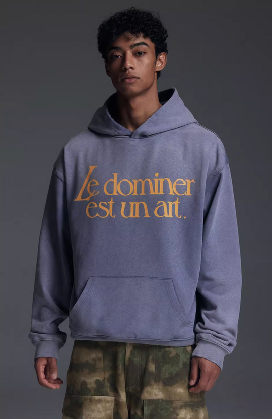 NOVACAM Washed Distressed Vintage Letters Logo Hoodie | Face 3 Face