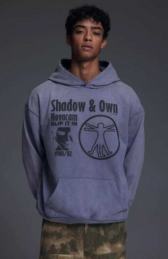 NOVACAM Washed Distressed Black Circle Hoodie | Face 3 Face