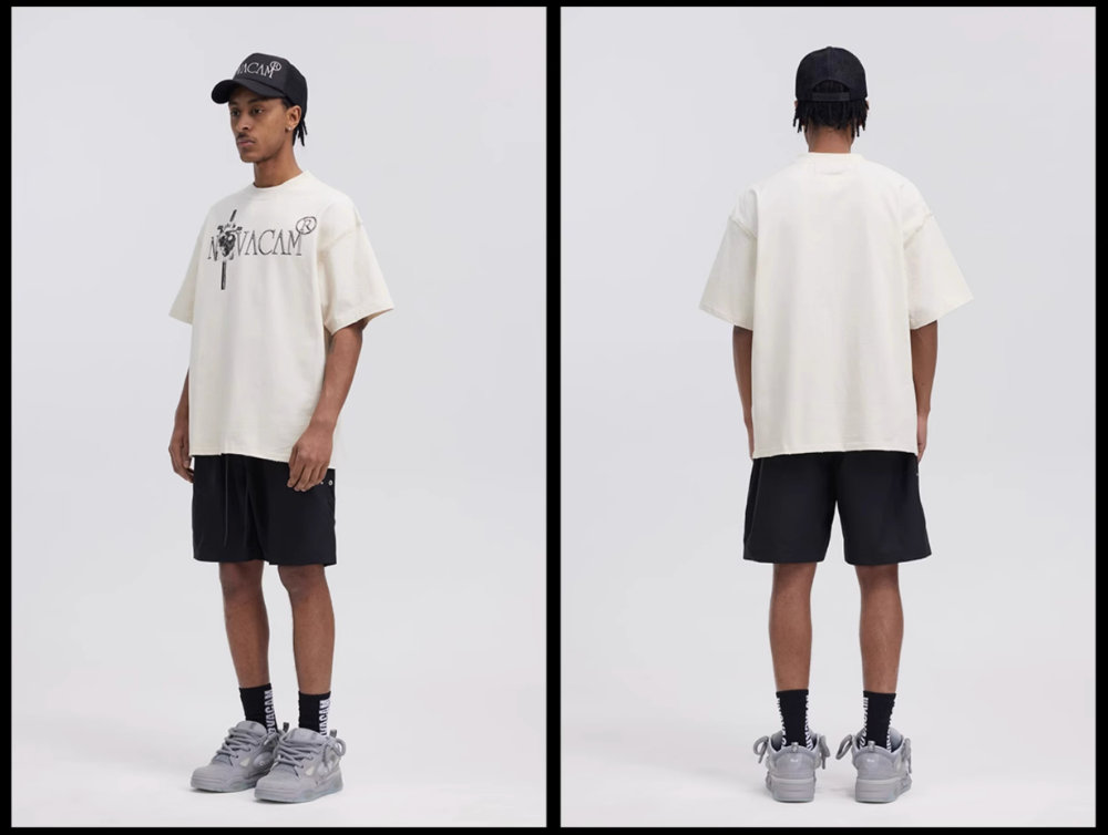 NOVACAM Vintage Frayed Logo Print Backstitch Tee | Face 3 Face