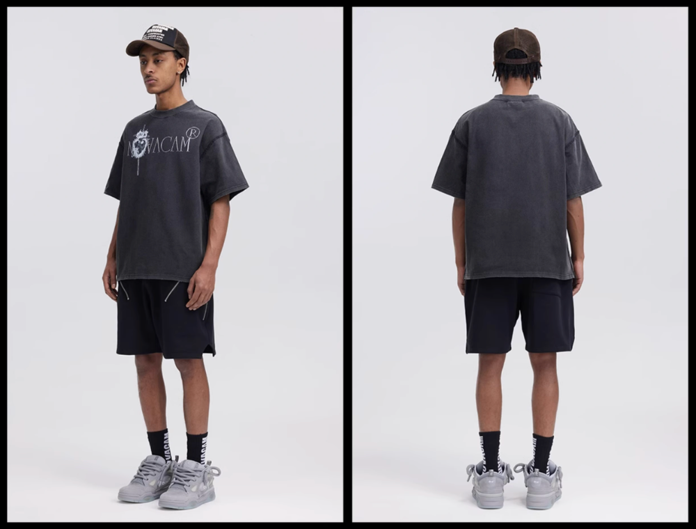 NOVACAM Vintage Frayed Logo Print Backstitch Tee | Face 3 Face