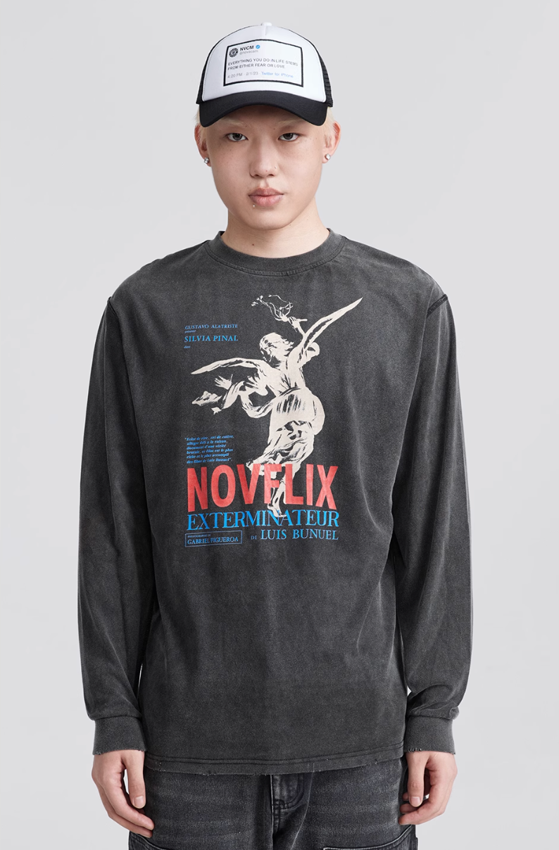 NOVACAM Archangel Vintage Washed Backstitch Long Sleeve Tee | Face 3 Face