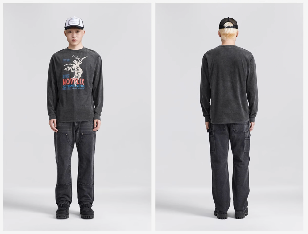 NOVACAM Archangel Vintage Washed Backstitch Long Sleeve Tee | Face 3 Face