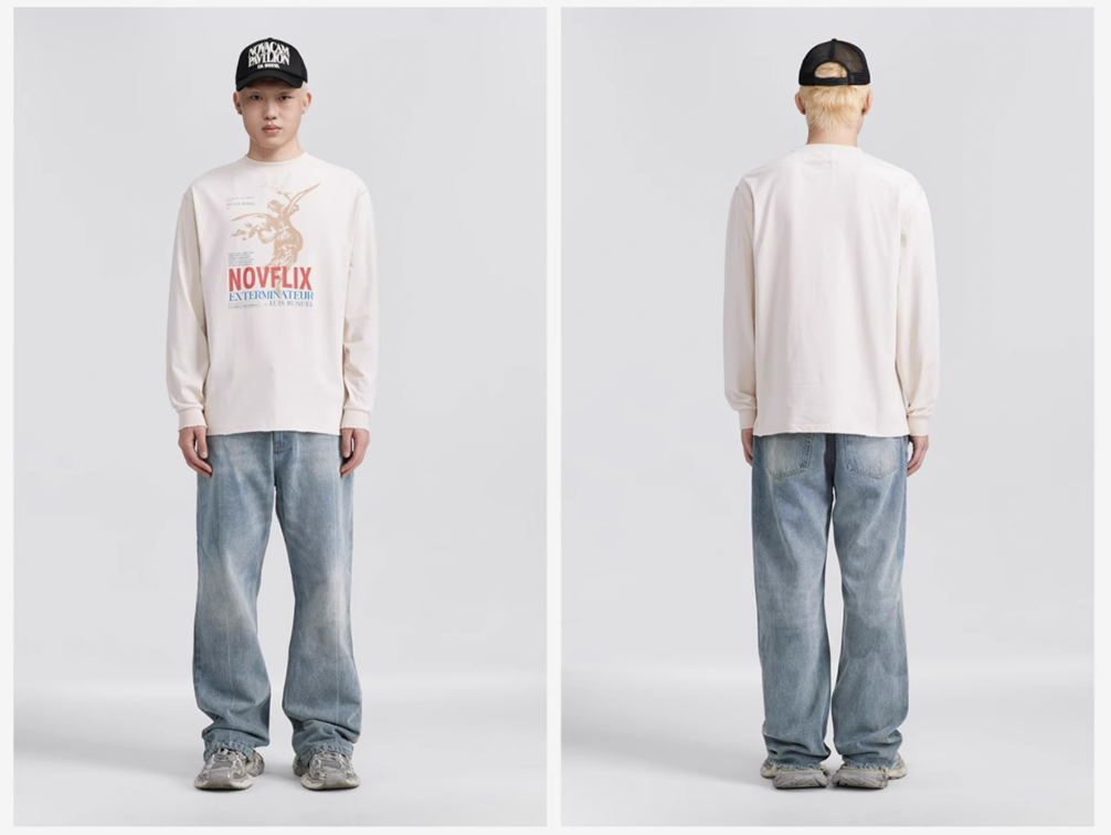 NOVACAM Archangel Vintage Washed Backstitch Long Sleeve Tee | Face 3 Face