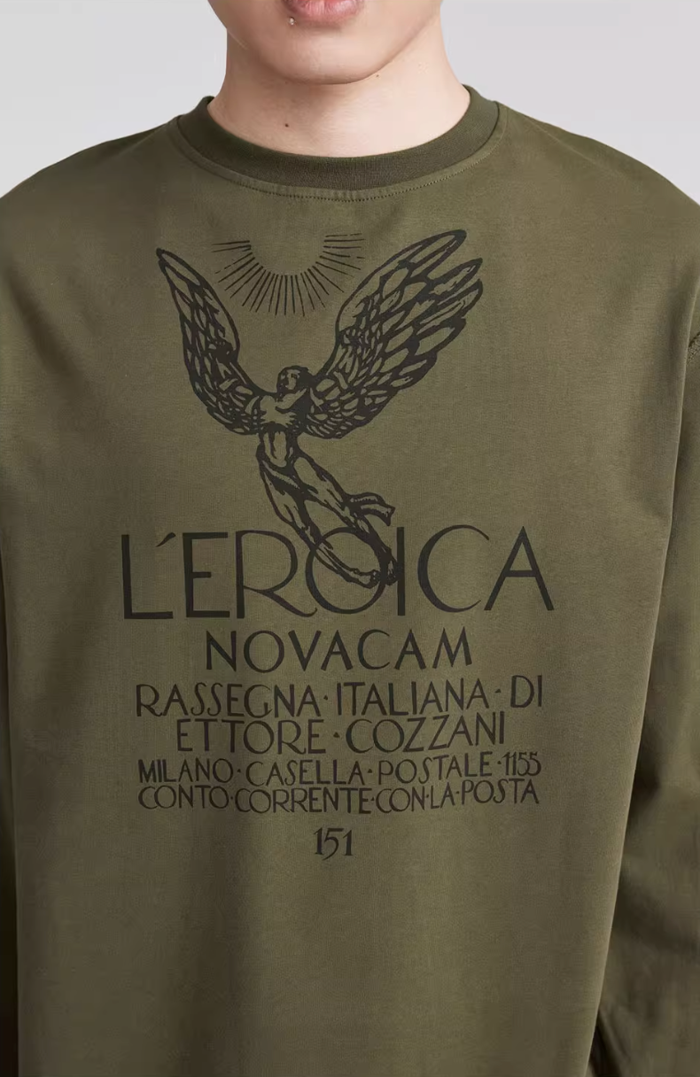 NOVACAM Angel Print Vintage Washed Backstitch Long Sleeve Tee | Face 3 Face