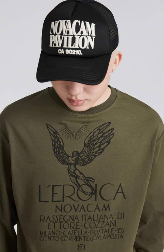 NOVACAM Angel Print Vintage Washed Backstitch Long Sleeve Tee | Face 3 Face