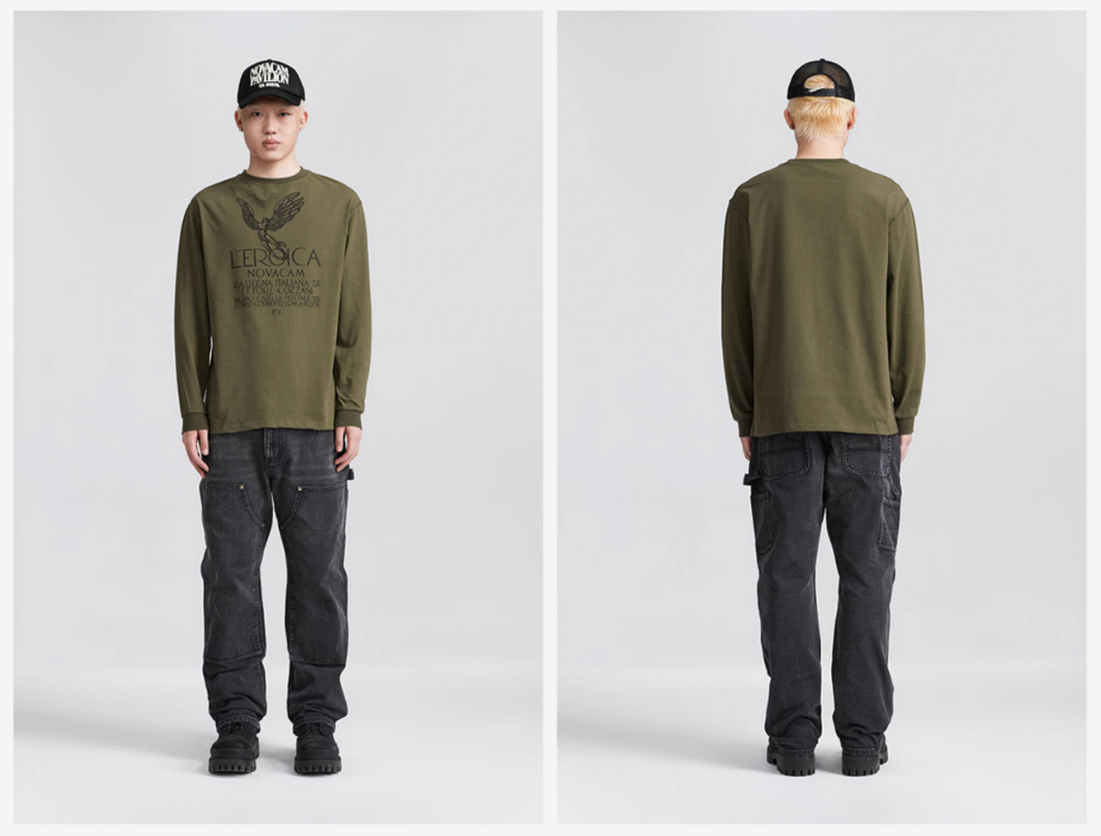 NOVACAM Angel Print Vintage Washed Backstitch Long Sleeve Tee | Face 3 Face