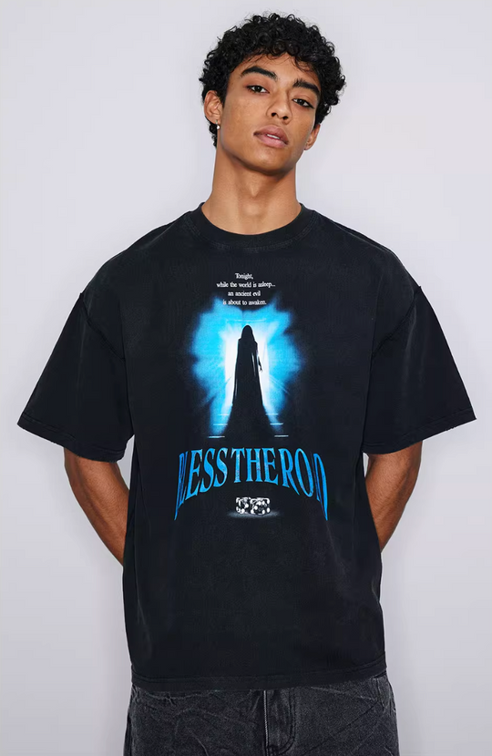 NOVACAM BLESS THE ROAD Vintage Print Reverse Stitching Tee | Face 3 Face