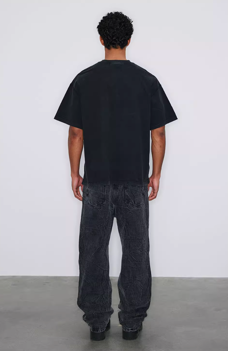 NOVACAM BLESS THE ROAD Vintage Print Reverse Stitching Tee | Face 3 Face