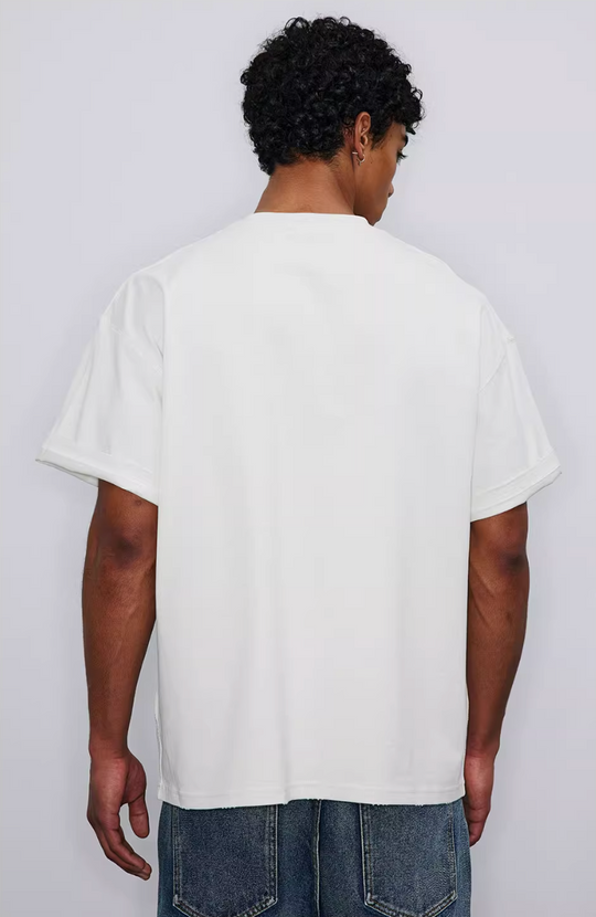 NOVACAM BLESS THE ROAD Vintage Print Reverse Stitching Tee | Face 3 Face