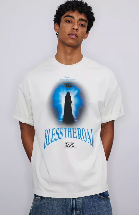 NOVACAM BLESS THE ROAD Vintage Print Reverse Stitching Tee | Face 3 Face