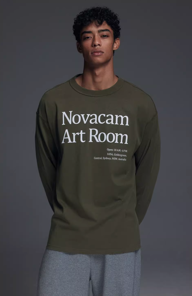 NOVACAM Novacam Art Room Backstitching Frayed Long Sleeve Tee | Face 3 Face