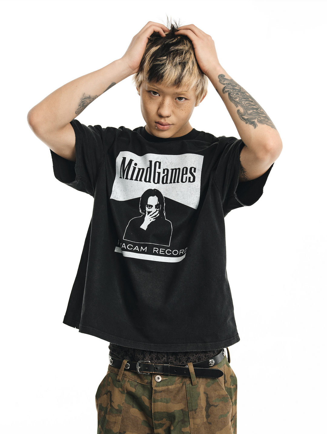 NOVACAM MindGames Vintage Print Washed Backstitch Tee | Face 3 Face