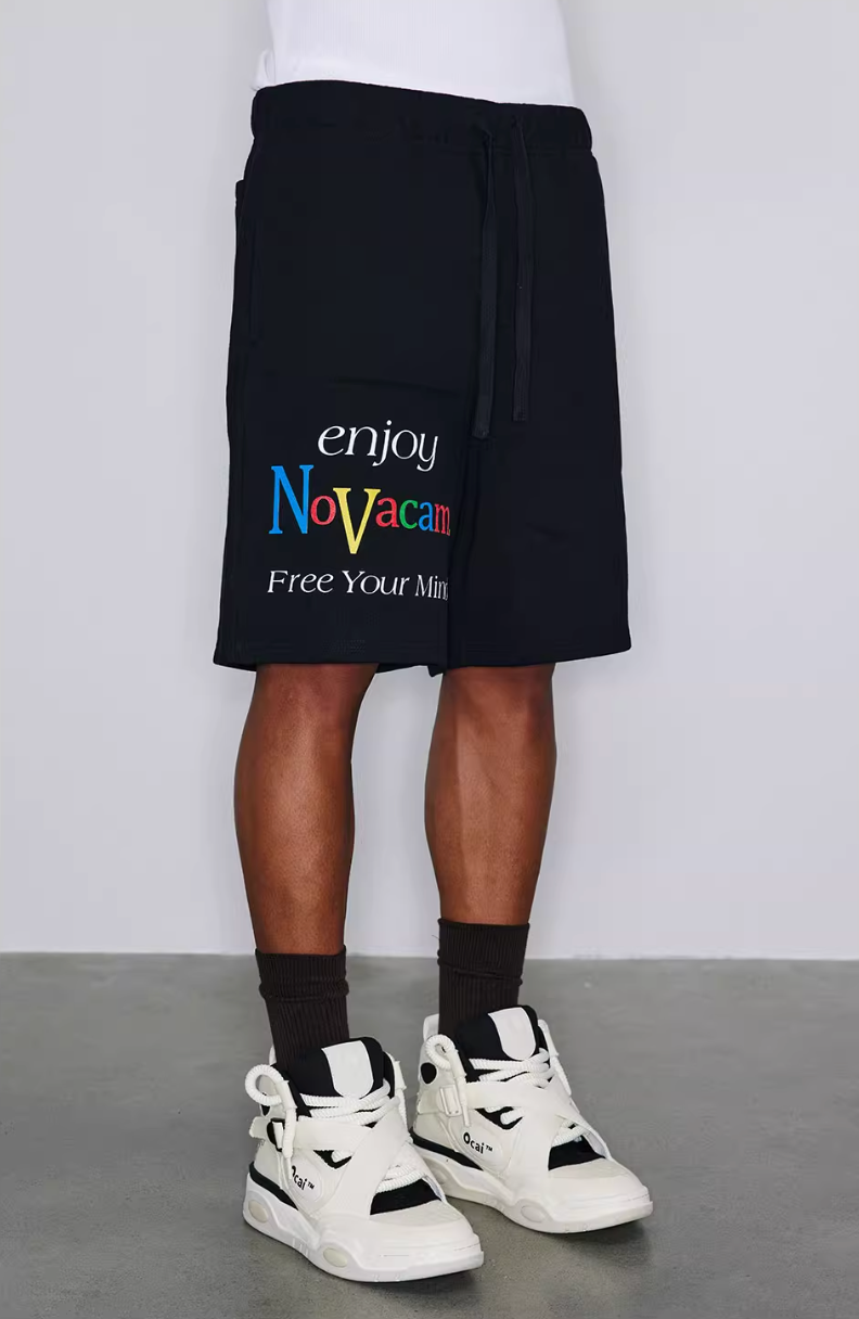 NOVACAM Letter Logo Printed Sweat Shorts | Face 3 Face