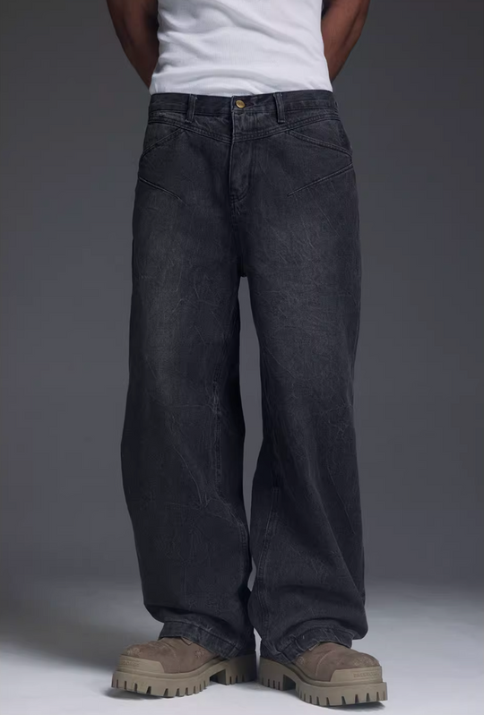 NOVACAM Water-Ripple Washed Baggy Jeans | Face 3 Face