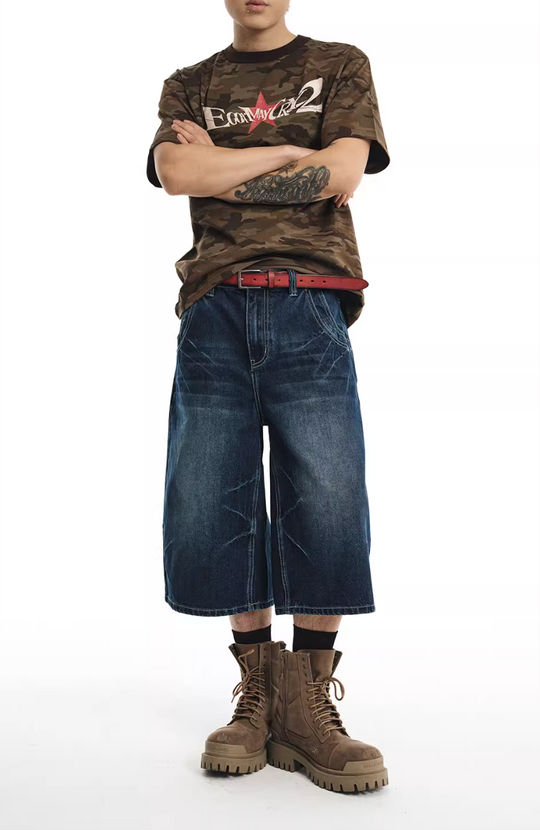 NOVACAM Washed Baggy Denim Shorts | Face 3 Face