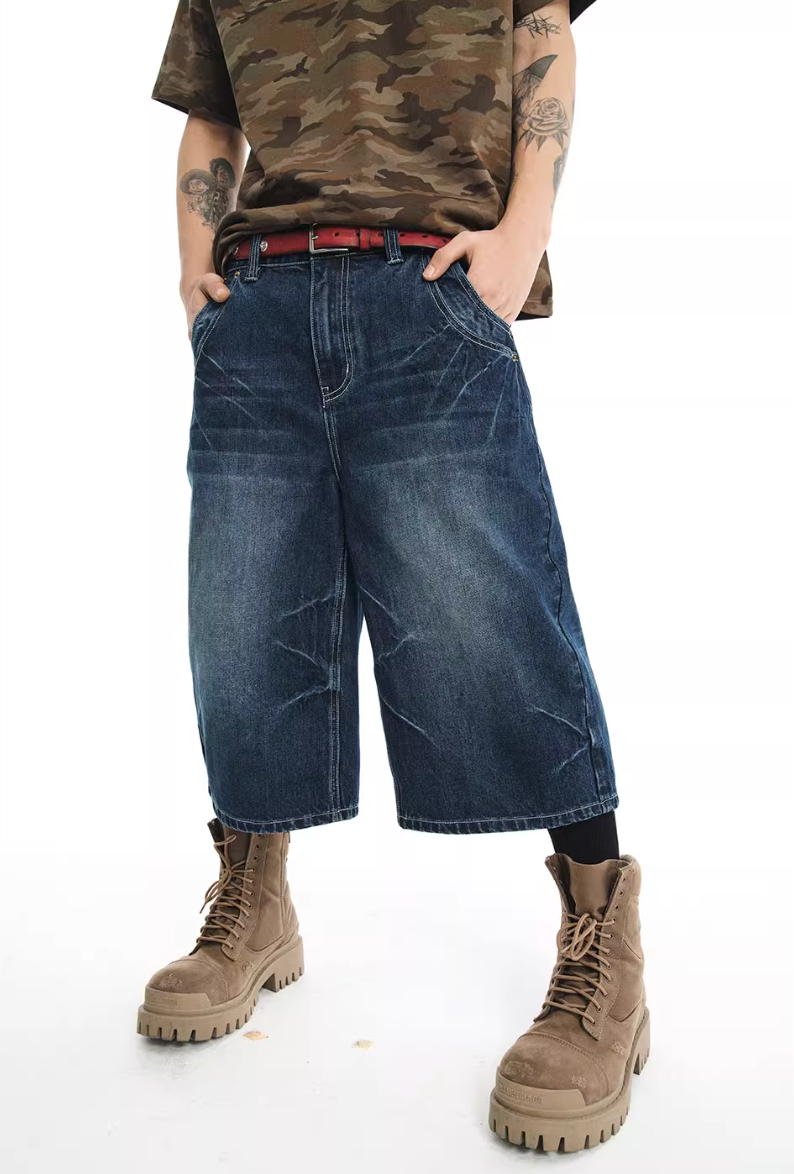 NOVACAM Washed Baggy Denim Shorts | Face 3 Face