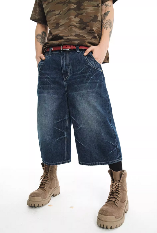 NOVACAM Washed Baggy Denim Shorts | Face 3 Face