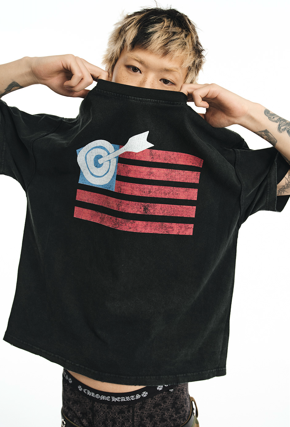 NOVACAM Washed Backstitch Vintage Print Black & Camouflage Tee | Face 3 Face