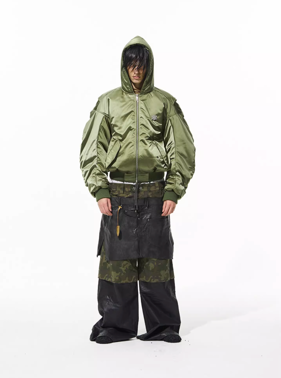 BLIND NO PLAN Military Nylon Hooded Bomber Jacket | Face 3 Face