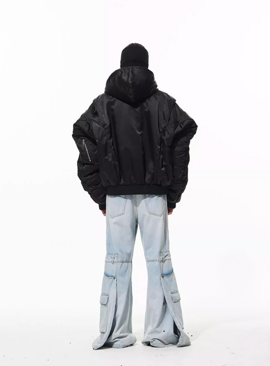 BLIND NO PLAN Military Nylon Hooded Bomber Jacket | Face 3 Face