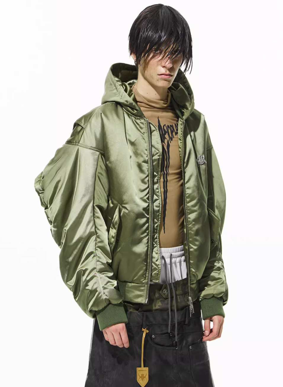 BLIND NO PLAN Military Nylon Hooded Bomber Jacket | Face 3 Face