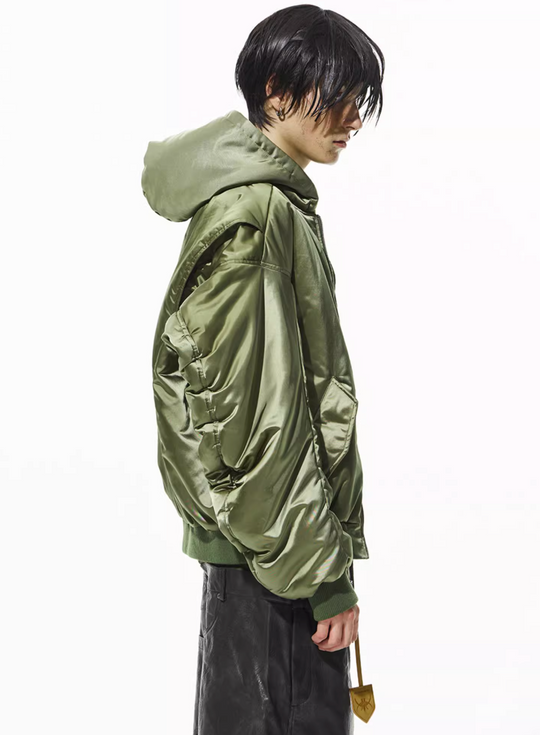 BLIND NO PLAN Military Nylon Hooded Bomber Jacket | Face 3 Face