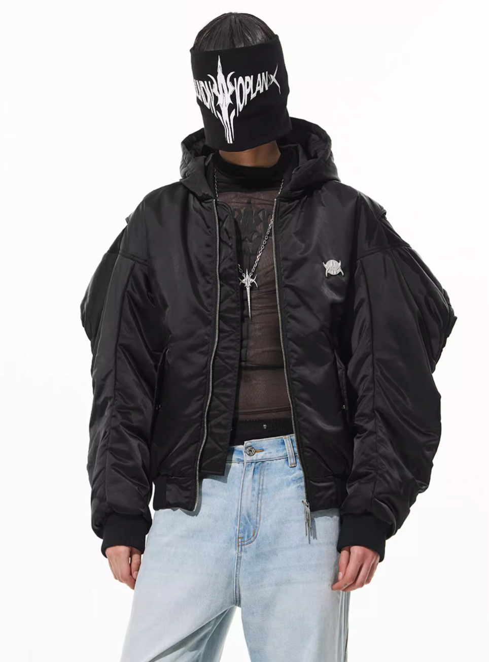 BLIND NO PLAN Military Nylon Hooded Bomber Jacket | Face 3 Face